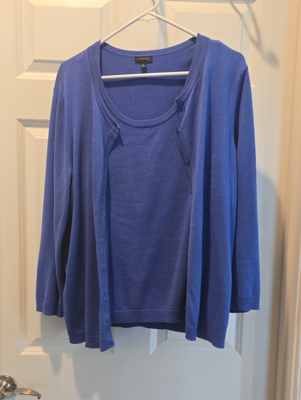 Blue knit tank and cardigan set